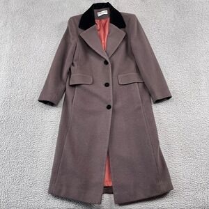 Forecaster Wool Overcoat Women 6 Brown Long Velvet Collar Vintage Made in USA